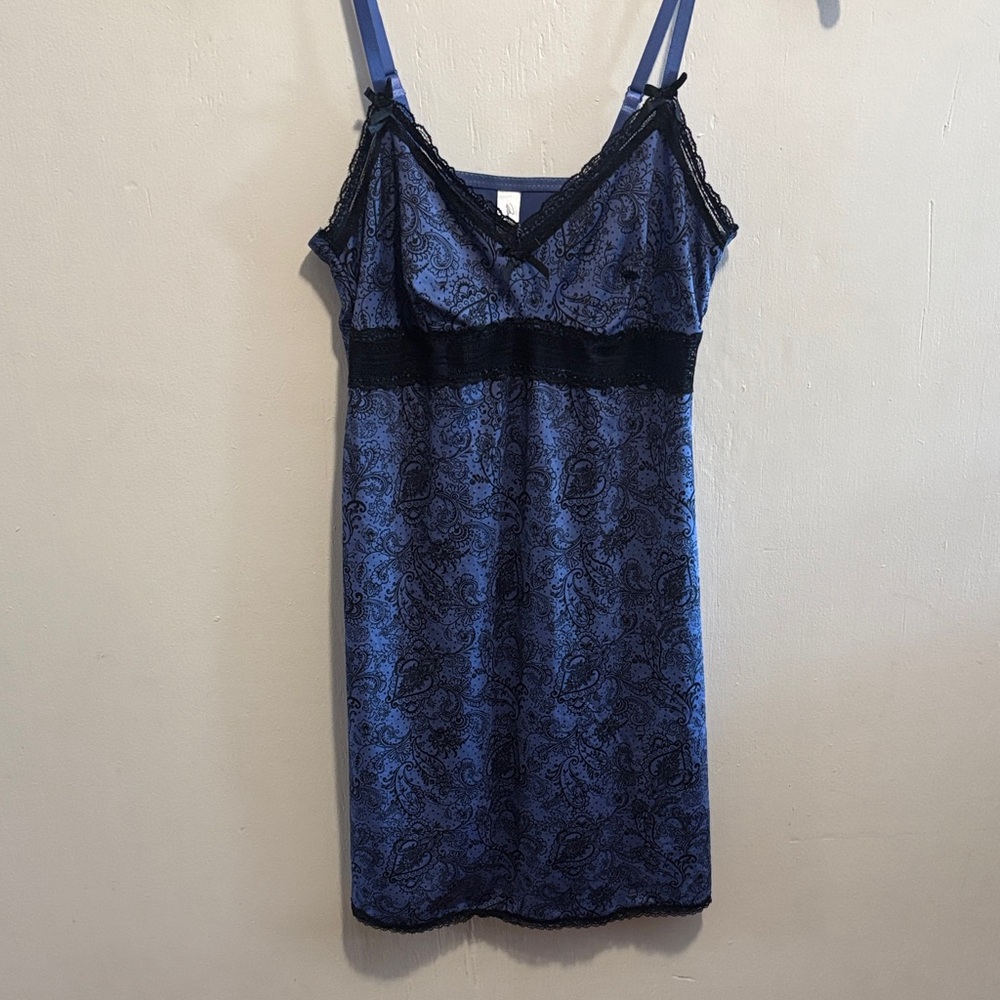 Elegant Lace Slip in Deep Blue